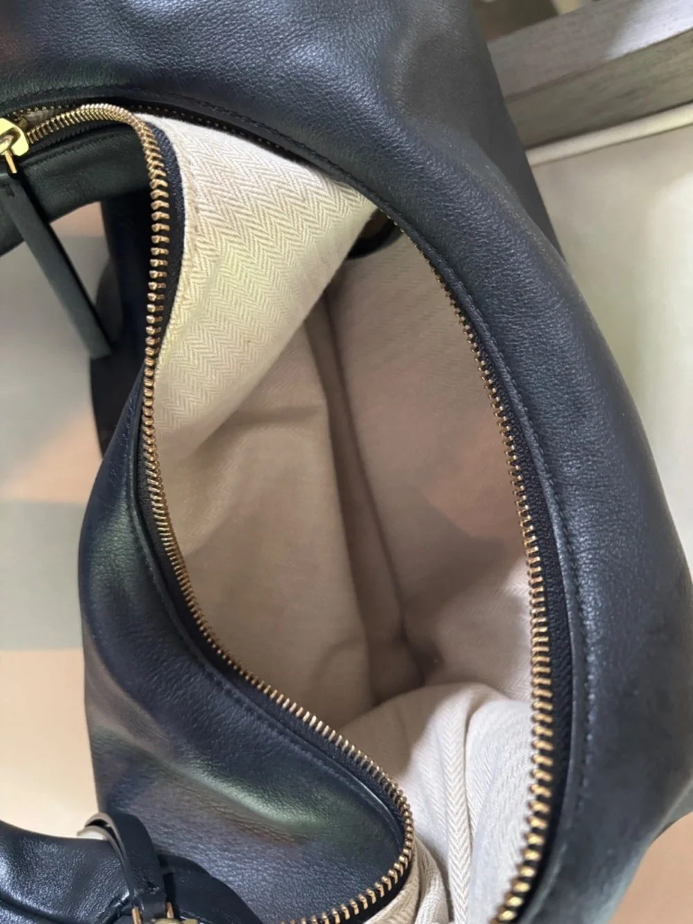 Tory Burch Kira Black Leather Hobo with Gold Logo